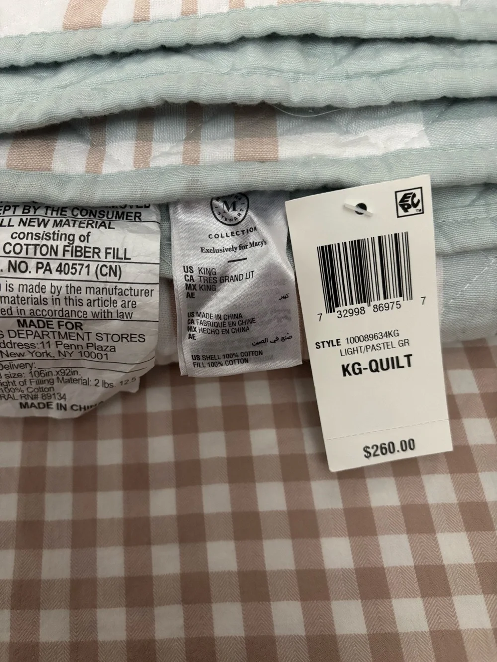 Macy’s Martha Stewart All Cotton Plaid King Quilt $260 Soft & Beautiful ✨